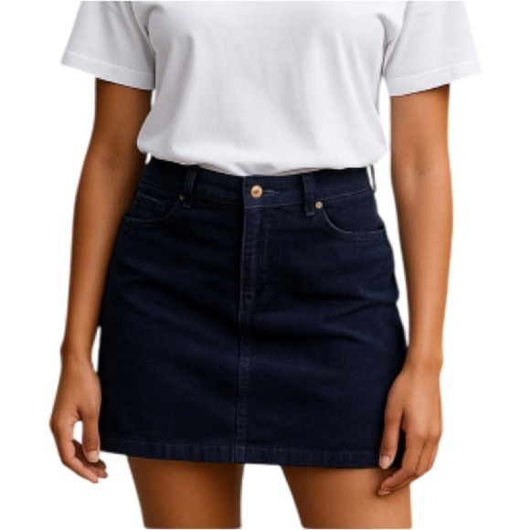 TOMMY HILFIGER Corduroy Mini Skirt Navy Blue Preppy Academia Y2K Size 10 - Picture 1 of 10